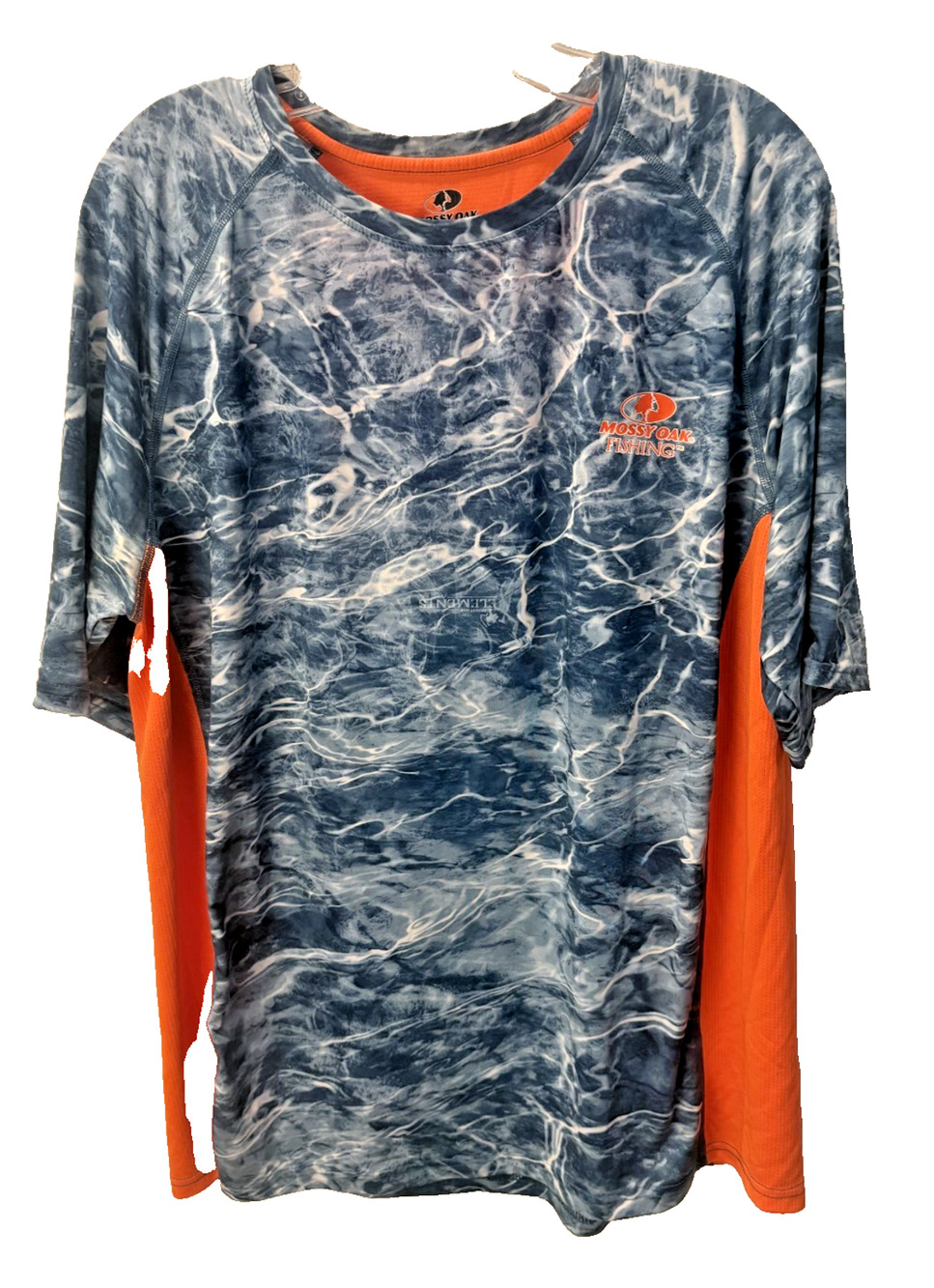 Mossy Oak Fishing Short Sleeve Performance Shirt Mens Large Blue Water Camo